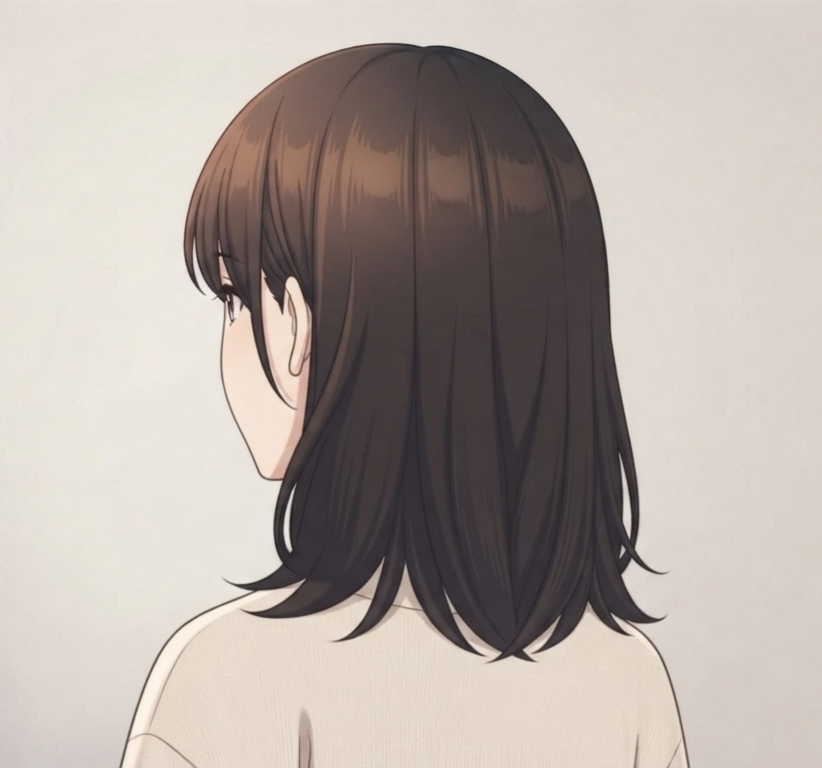 Female · Curtain Bangs Lob · Back Left 3/4